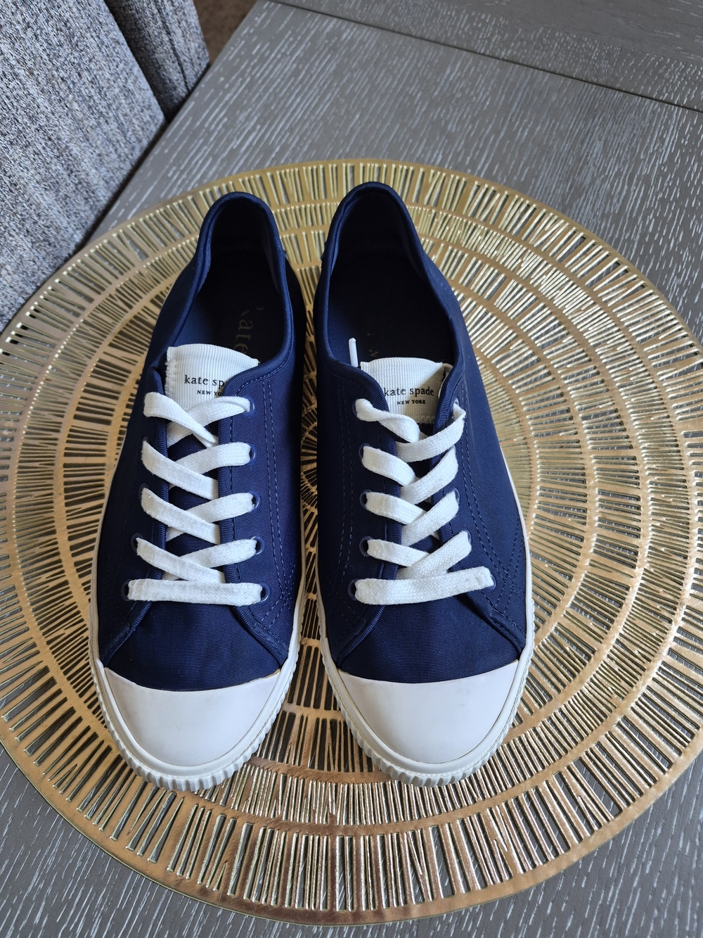 kate spade Tennison Navy Canvas Low-Top Sneakers with White Laces